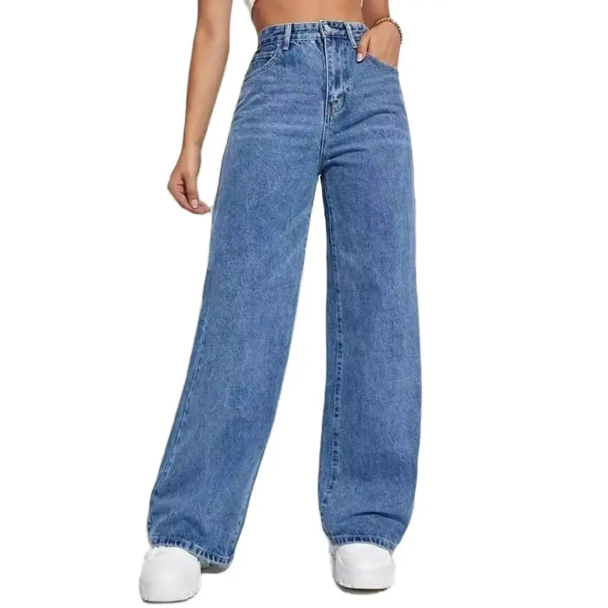 The New Dark Blue Wide-Leg Straight Jean: Effortlessly Stylish - Loran