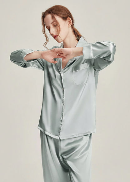 Fimtairah 19MM 6A  100% Silk Women Pajamas  Nightshirt Pijama Women  silk pajama Summer Spring  2 Pieces set long pant Loran