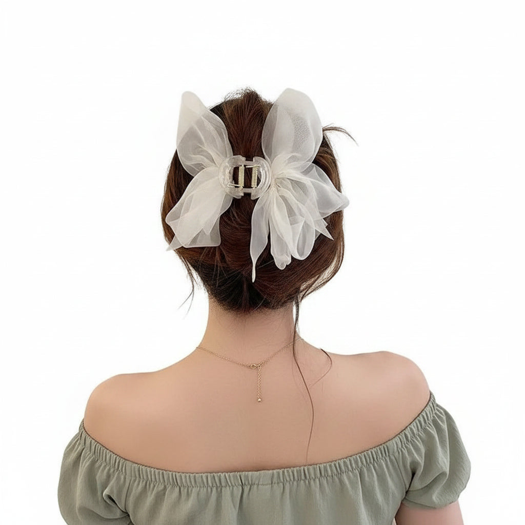 Mesh Bow Biral Claw Clip Elegant Hair Accessories