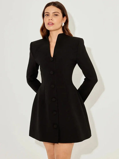 Chic Single-Breasted Mini Dress - Loran