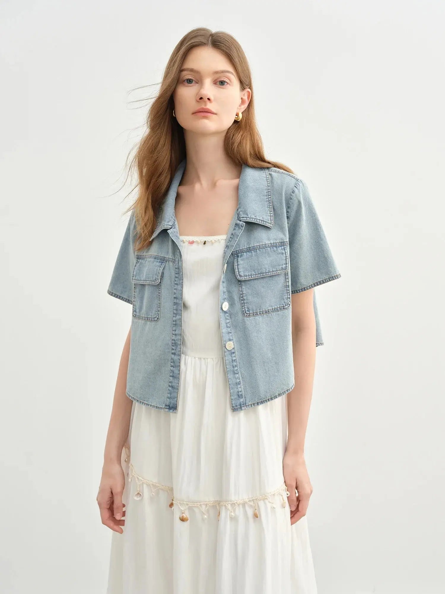 Playful Suspender Dress & Denim Jacket Set for Summer Travel LORAN STORE