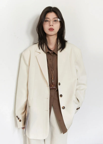 CHIC VEN Women Blazer Solid Loose Casual Button Design New Single Breasted Female Jackets Office Ladies Coat Spring Autumn 2025 Loran