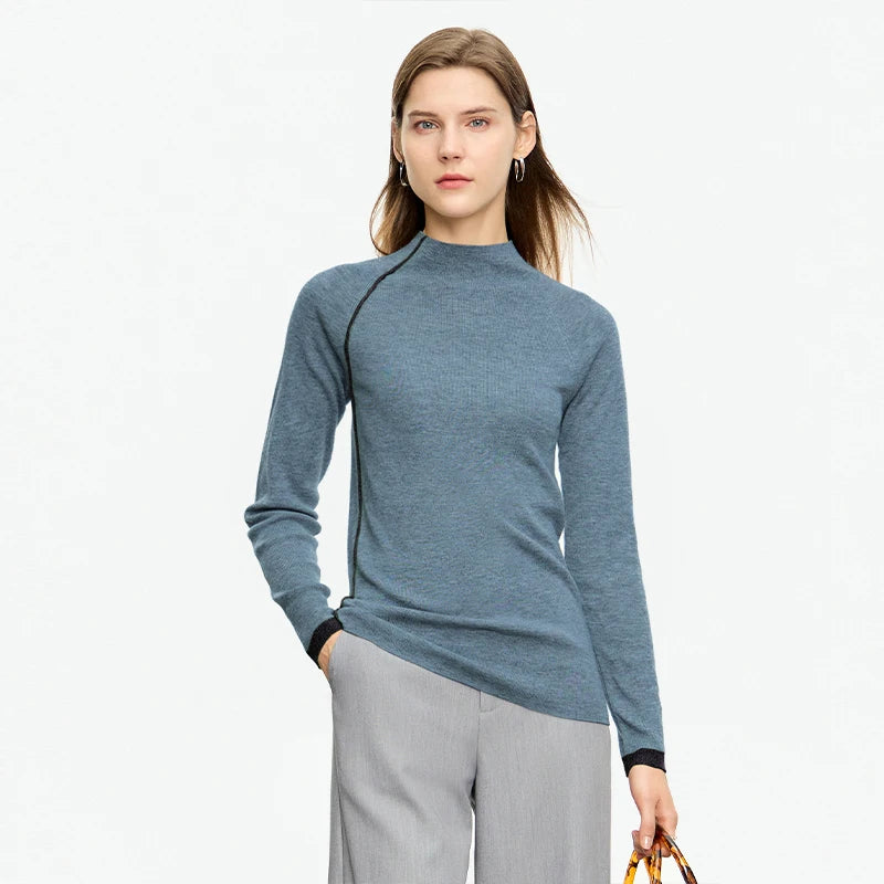 Minimalist Autumn Patchwork Pullover Sweater for Women