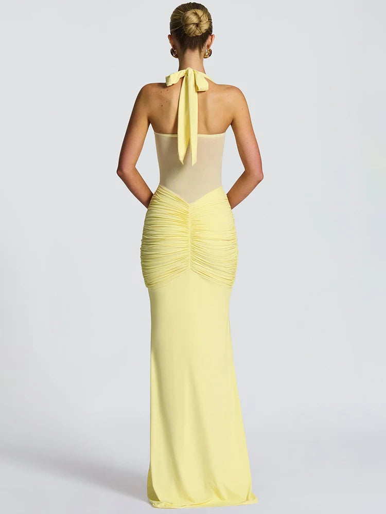 Backless Halter Maxi Dress