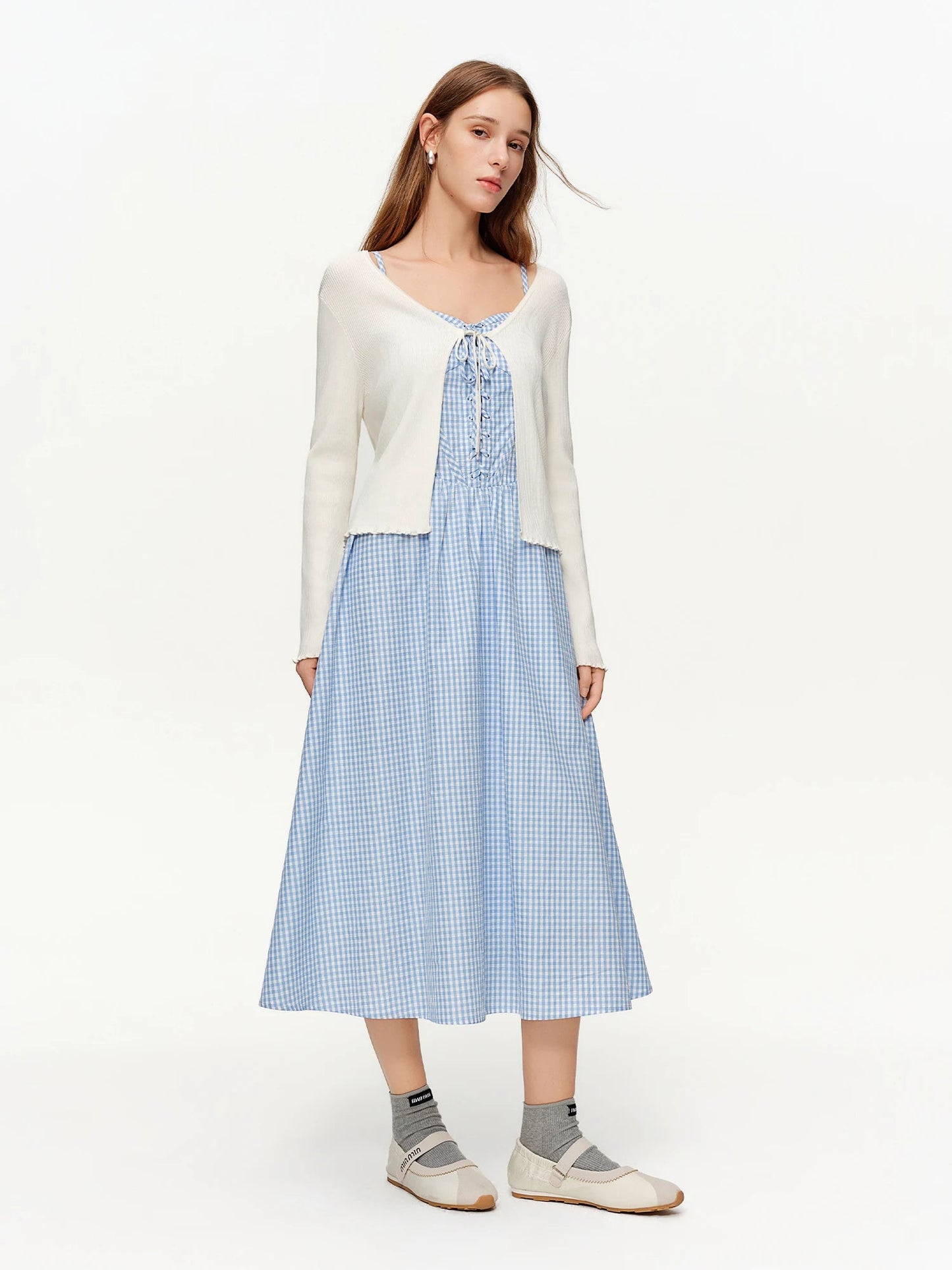 2-Piece Knit Cardigan & Strap Dress Set Spring Slim-Fit Loran