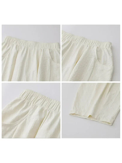 White Wide-Leg Pants High-Waisted Casual Loran