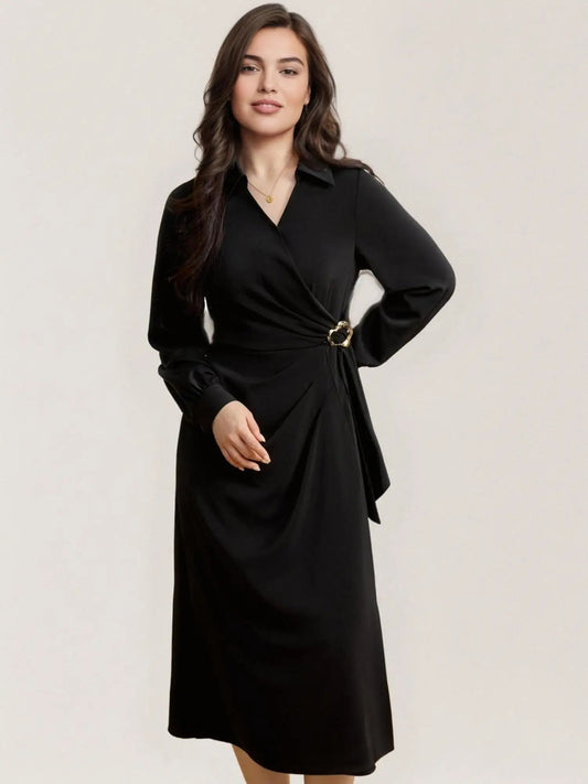 Plus Size Metal Detail Long Dress Spring Fashion Loran
