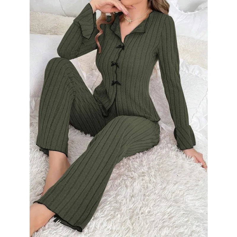 Women's Autumn Winter Long Pajama Set