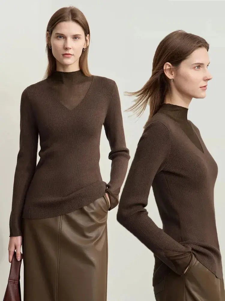 Elegant Sheer-Panel Turtleneck - Loran