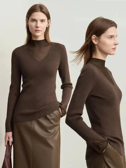 Elegant Sheer-Panel Turtleneck - Loran