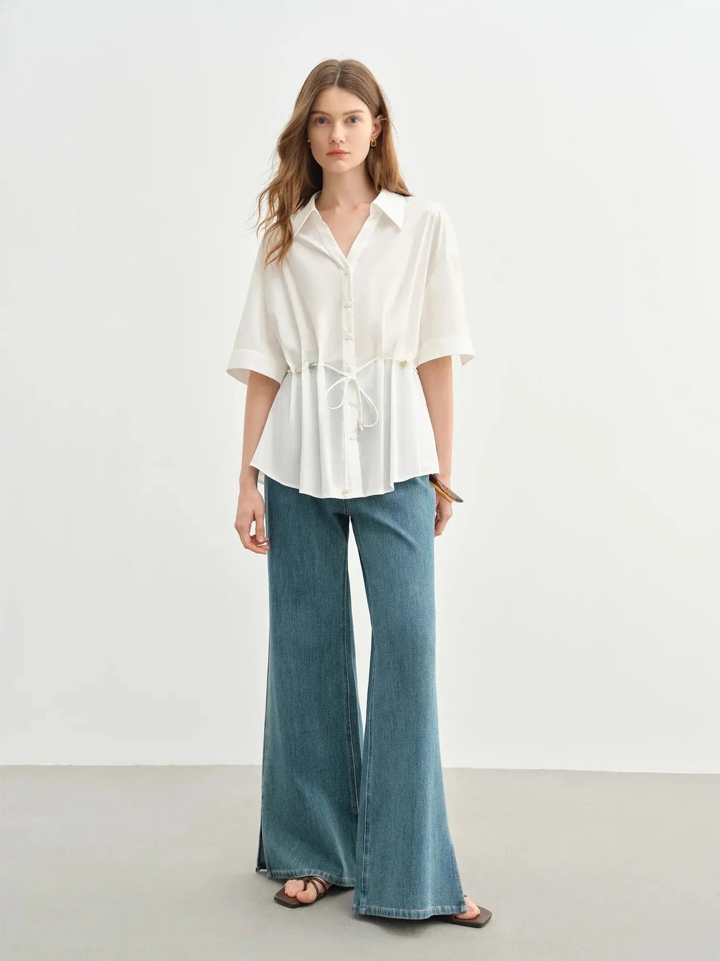 Temperament Lace-Up V-Neck Shirt for Summer LORAN STORE