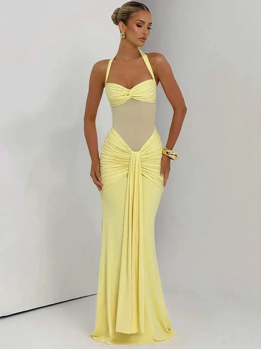 Backless Halter Maxi Dress - Loran