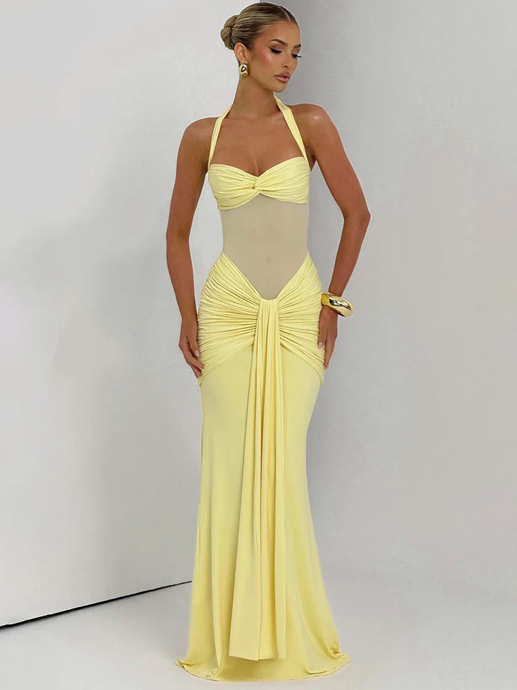 Backless Halter Maxi Dress