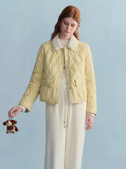 Chic & Cozy Plus Size Cream Quilted Puffer - Loran