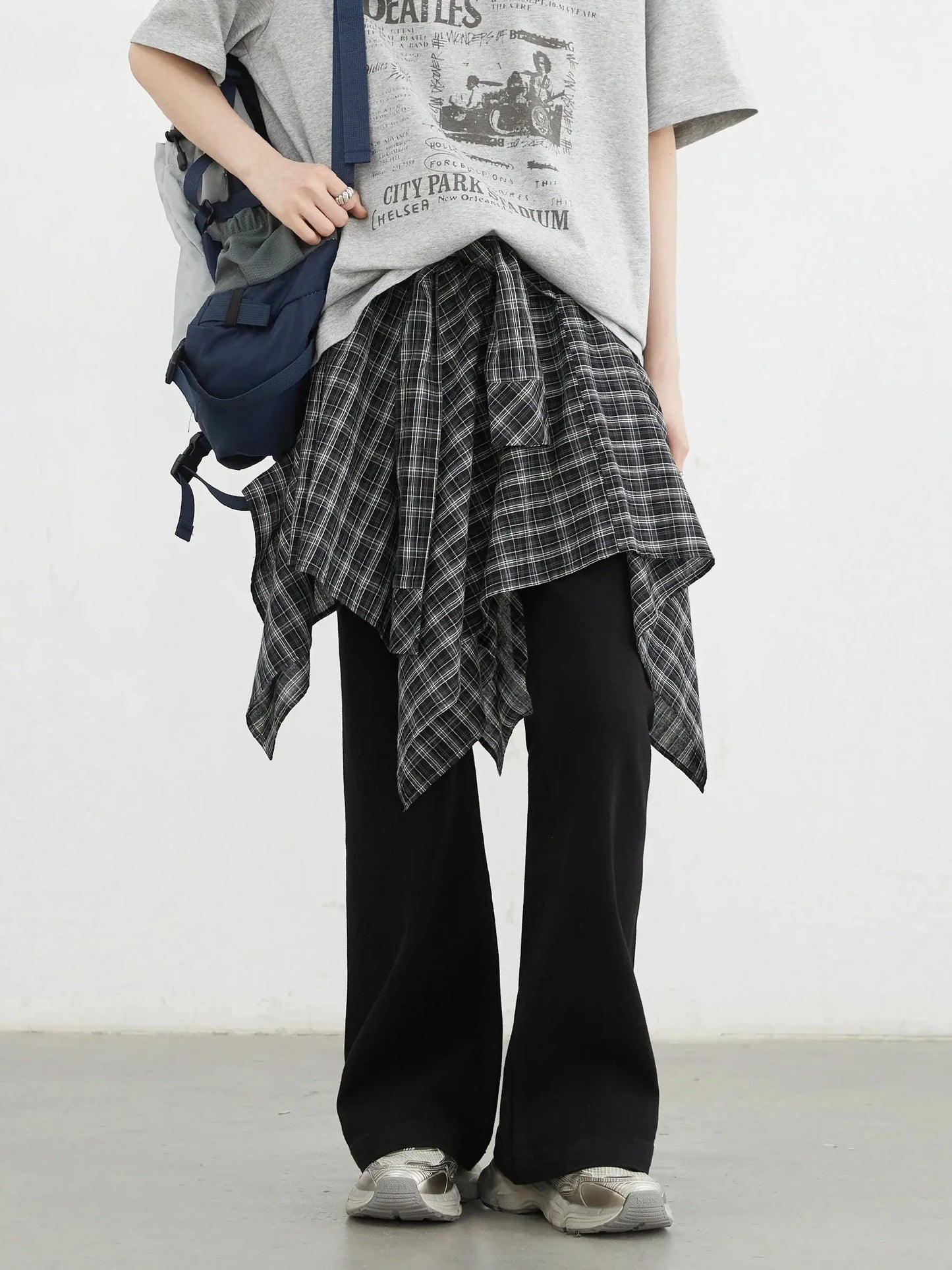 Chic A-Line Plaid Skirt with Adjustable Tie-Waist - Loran