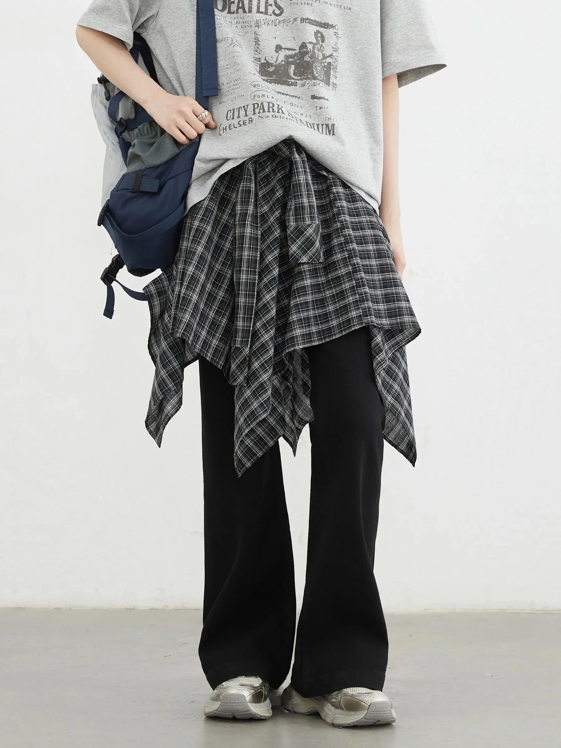 Chic A-Line Plaid Skirt with Adjustable Tie-Waist - Loran