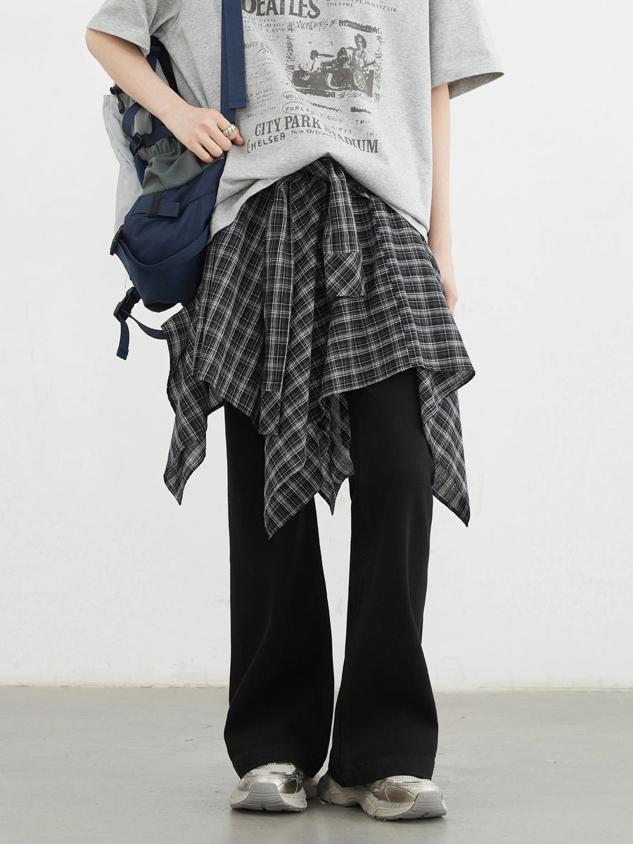 Chic A-Line Plaid Skirt with Adjustable Tie-Waist