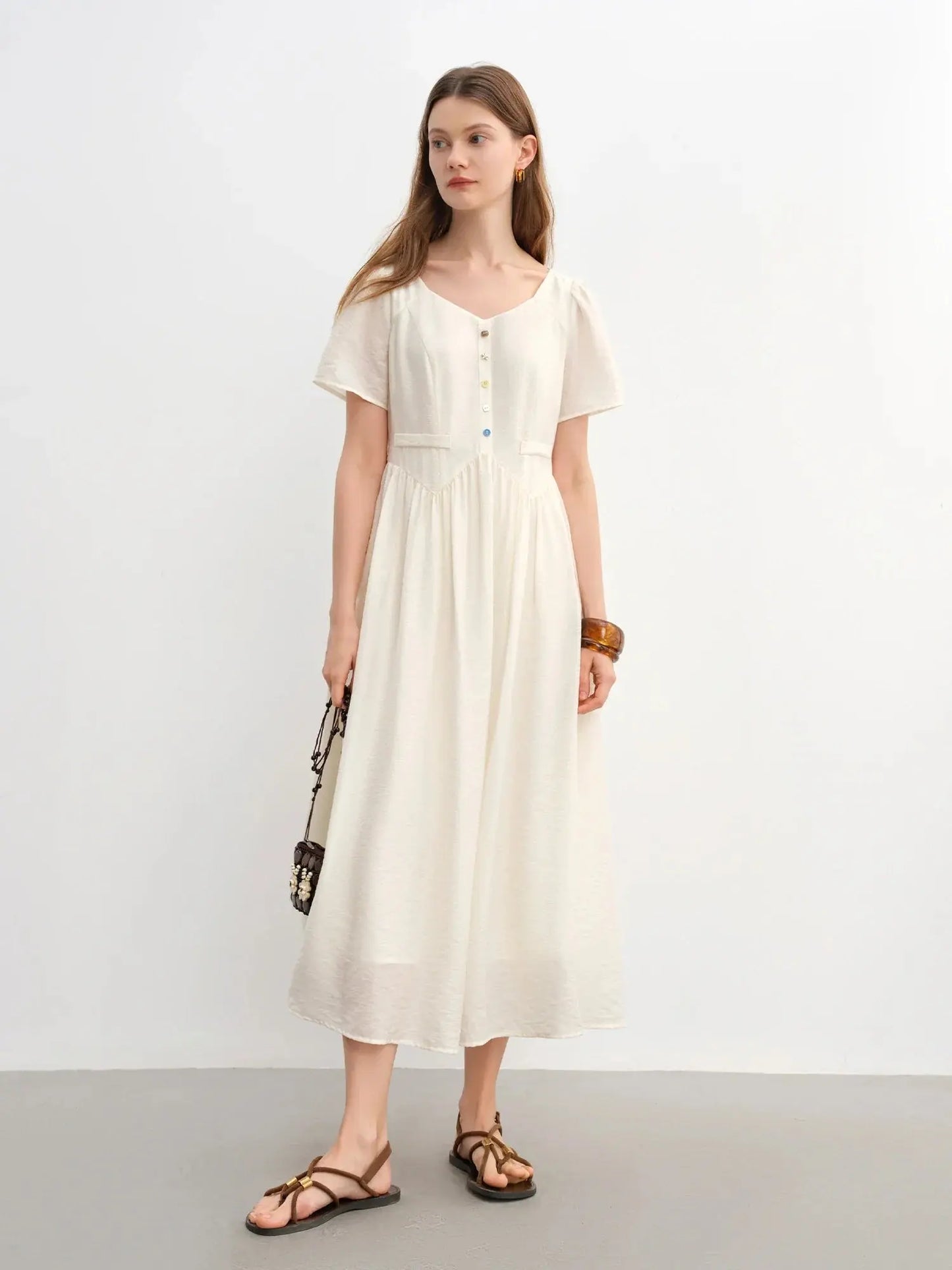 Vibrant Button-Down Style in White Sand & Sea Salt - Loran