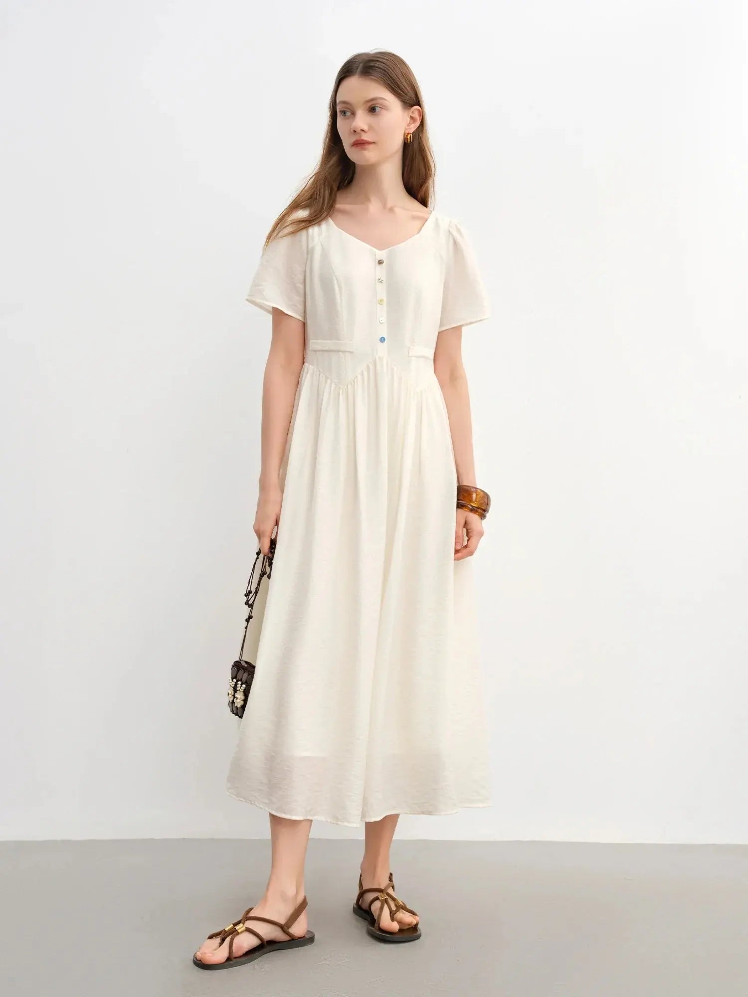 Vibrant Button-Down Style in White Sand & Sea Salt - Loran