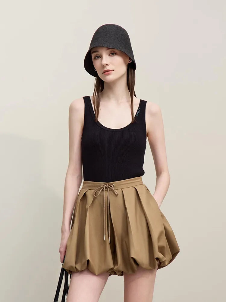 Amii Top Women 2026 Spring New U-neck Letter Jacquard Slim Vest Camisole Casual Sleeveless Knitted Women's Inner Top 12611005 Loran