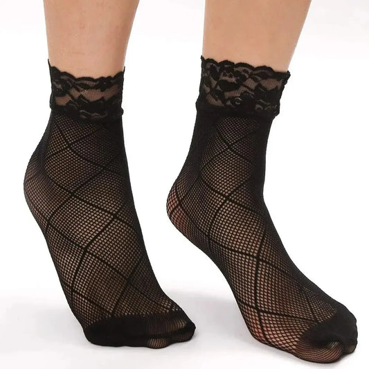 5 Pairs Vintage Lace & Mesh Ankle Socks for Women