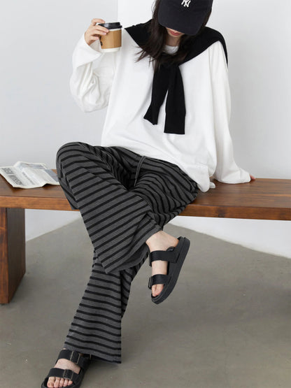CHIC VEN Women Trousers Loose Casual Striped Wide Leg Pants Hanging Straight Casual Trousers Spring Autumn Women 2025 Loran