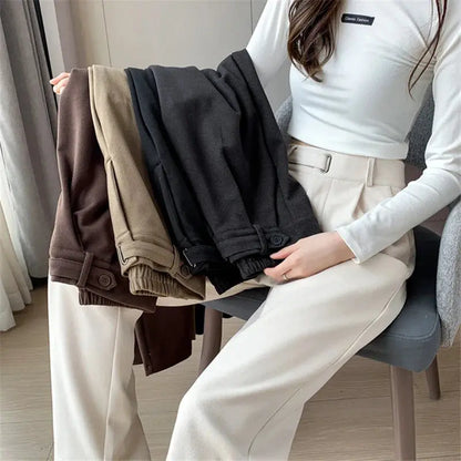 High-Waist Wide-Leg Wool Trousers - Loran