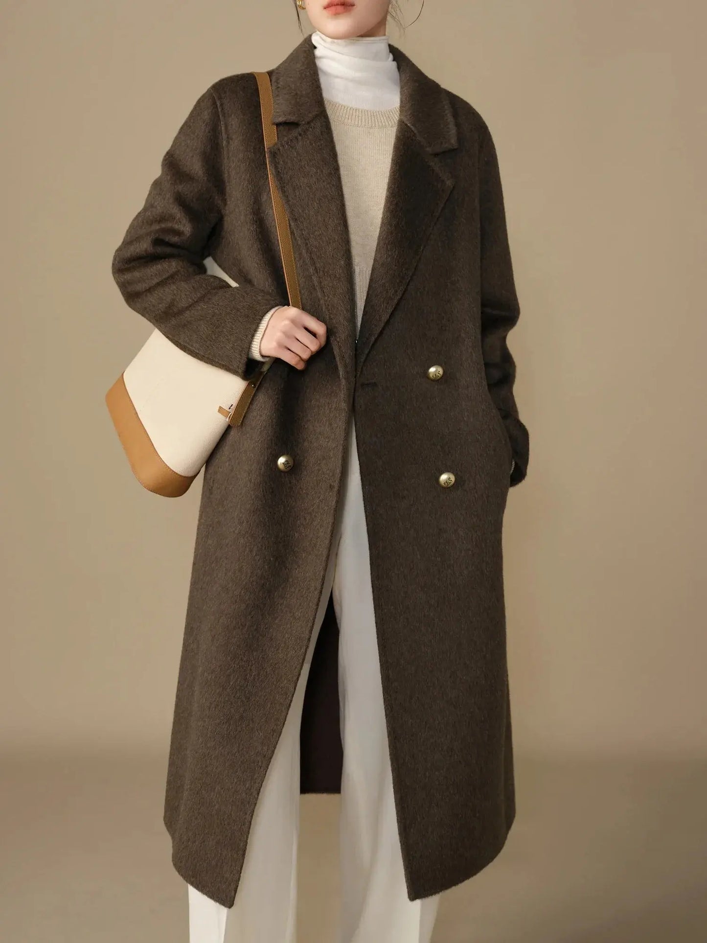 Luxury Casual Textured Woolen Coat with Fur Detail - Loran