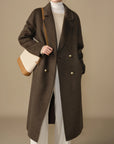 Luxury Casual Textured Woolen Coat with Fur Detail