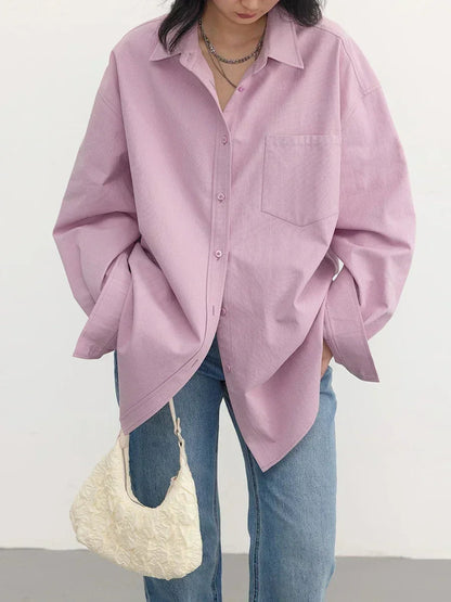 CHIC VEN Korean Women's Long-sleeved Shirt Loose Woman Tops Fashion Woman Blouse Office Lady Coat 2025 Spring Autumn Clothing Loran