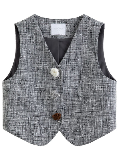 Plus Size Women’s Elegant Floral Vest & Skirt Set Loran