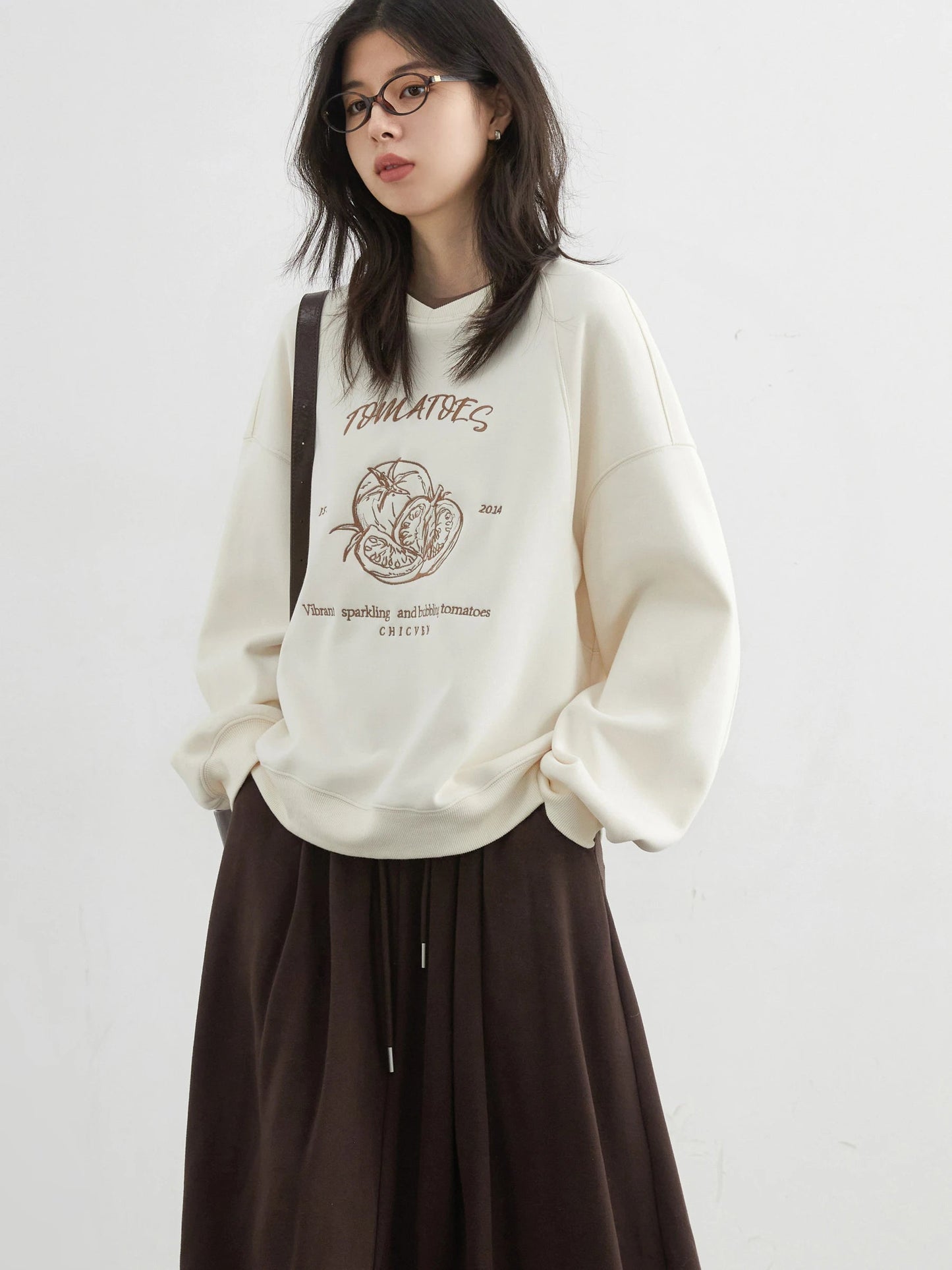 Color-Block Embroidered Sweatshirt Autumn Pullover Loran