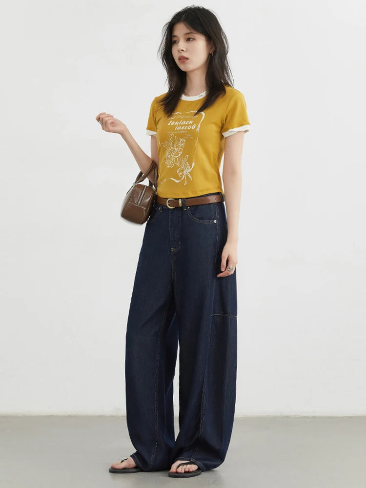 High Waist Split Hem Wide Leg Jeans Women’s Loose Denim Loran
