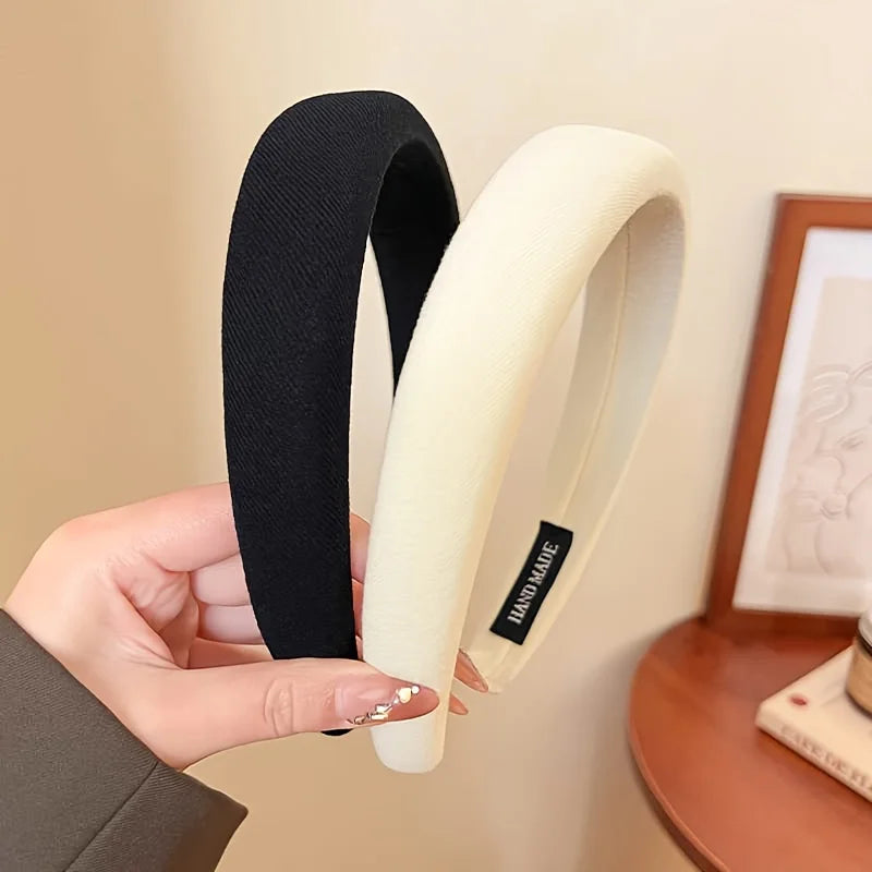 Solid Color Wide Sponge Headband for Women