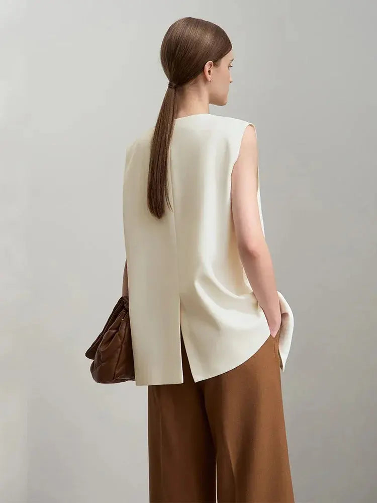 Women's Minimalist Sleeveless Mid-Length Vest - Loran