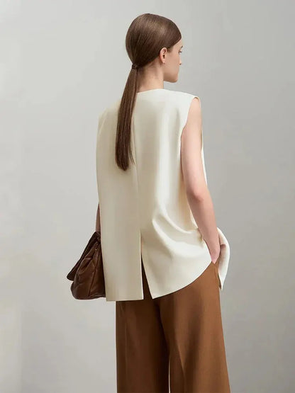 Women's Minimalist Sleeveless Mid-Length Vest - Loran