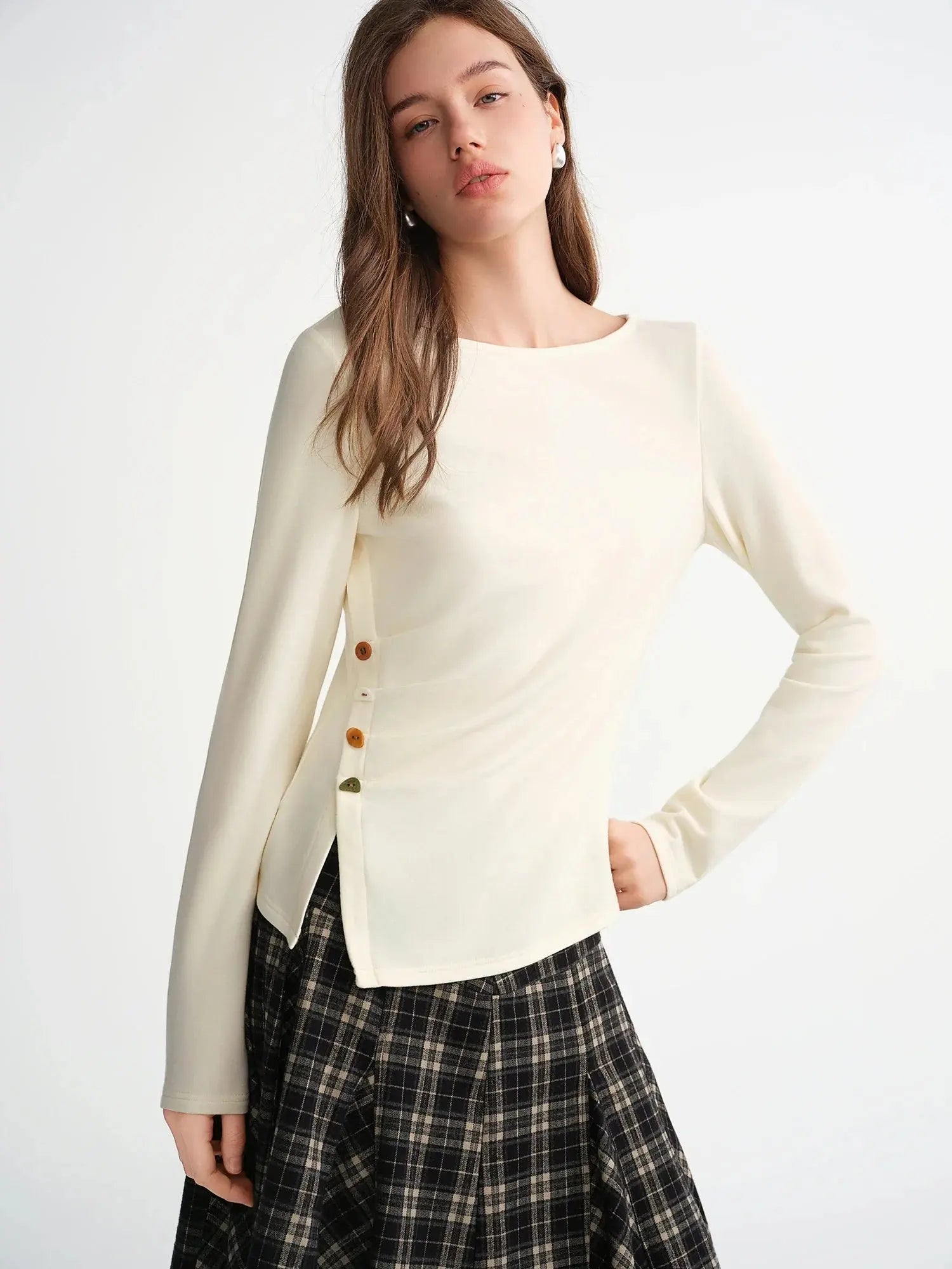 Velvet Fleece Irregular Hem Top: Warm, Slim Fit, and Stylish - Loran