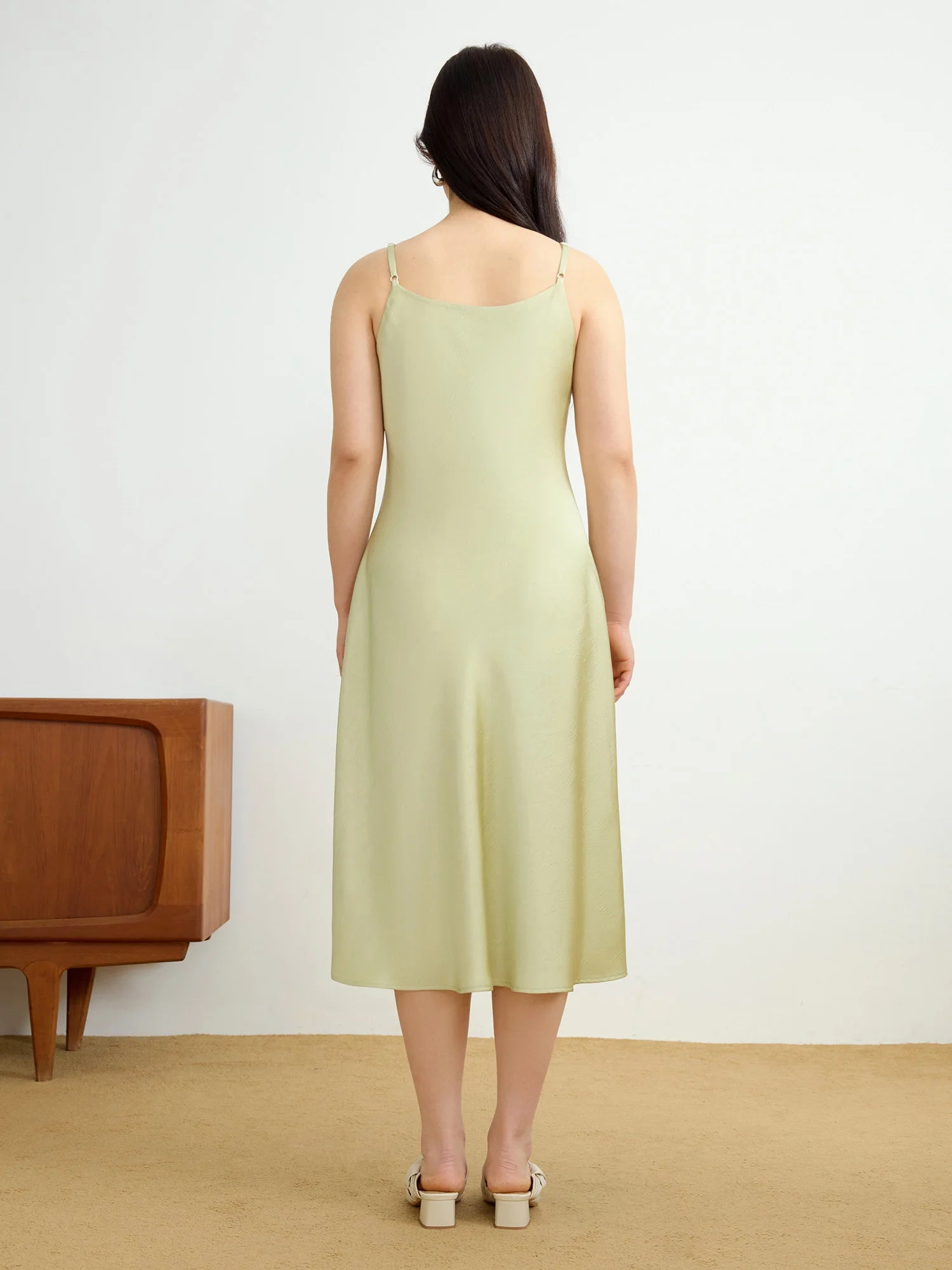 Plus Size Textured Satin Suspender Dress