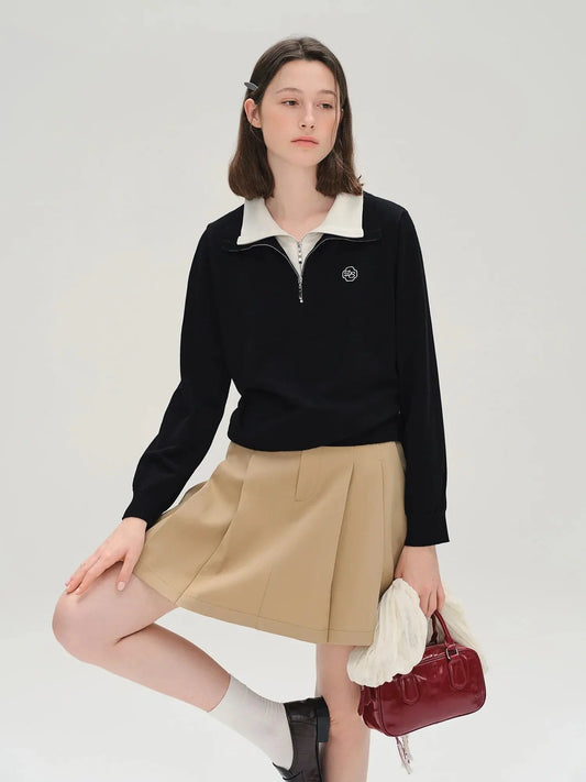 Plus Size Color-Block Faux-Layer Knit Top - Loran
