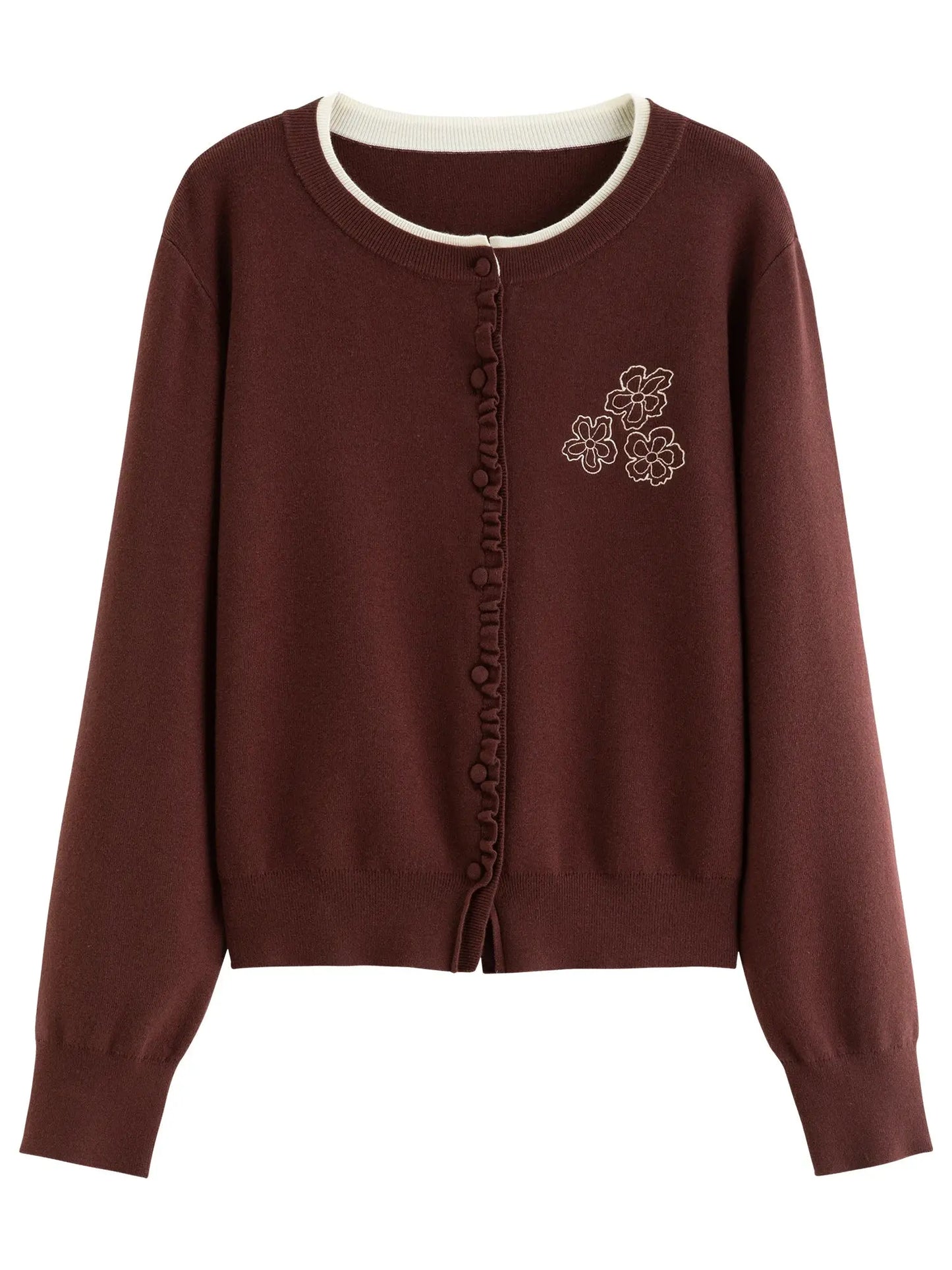 Vintage-Inspired Floral Ruffle Knit Top LORAN STORE