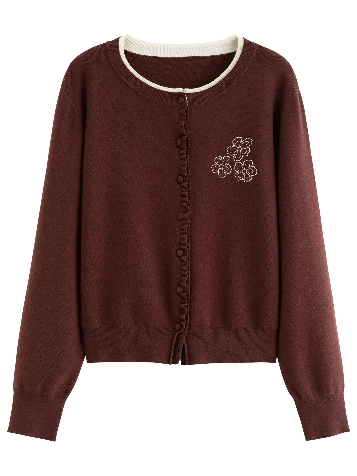 Vintage-Inspired Floral Ruffle Knit Top LORAN STORE