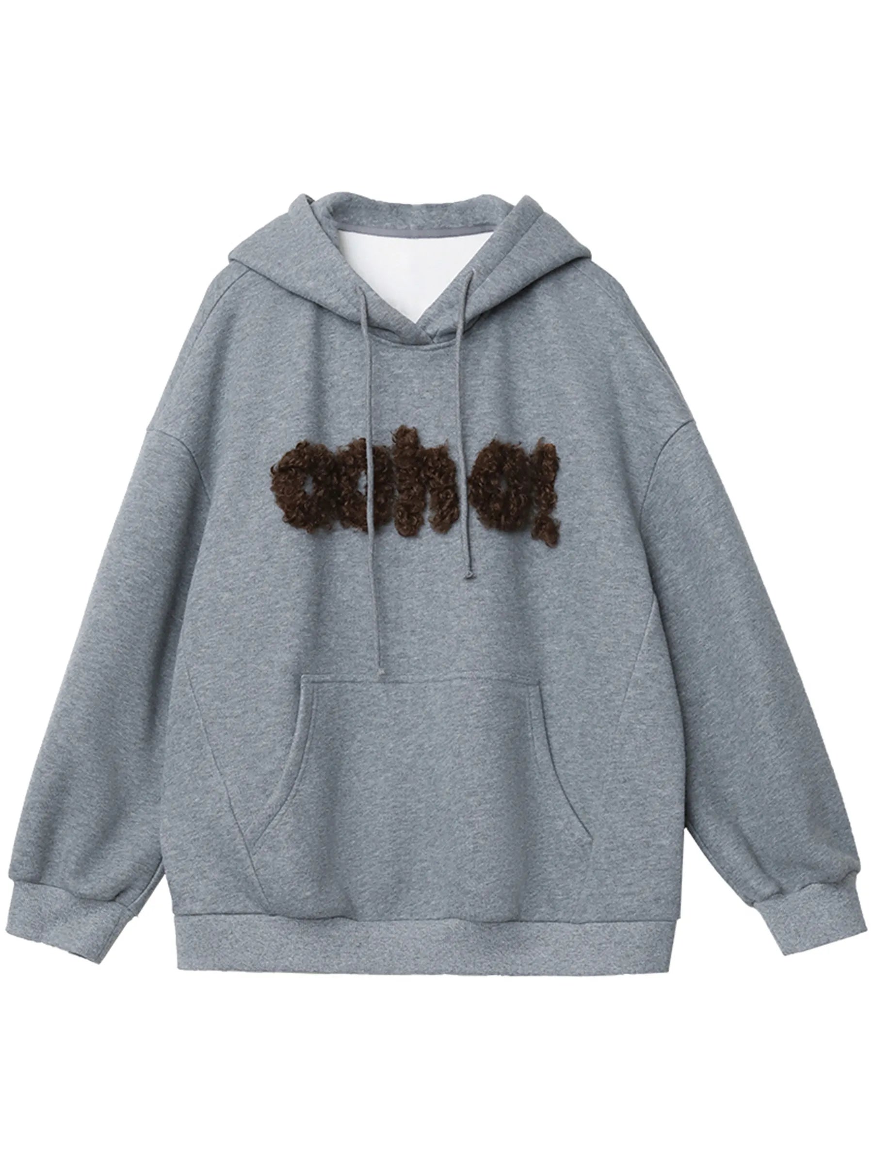 Plush Letter Hoodie Loose Autumn & Winter Sweatshirt