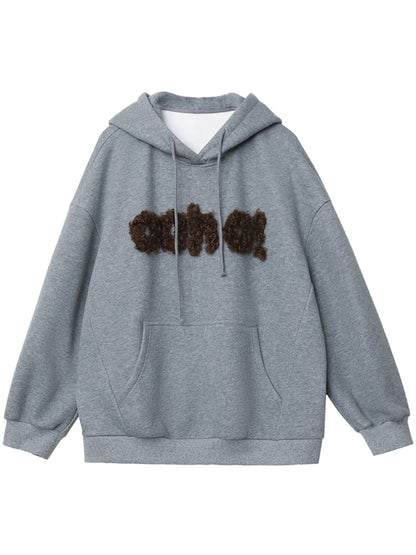 Plush Letter Hoodie Loose Autumn & Winter Sweatshirt Loran