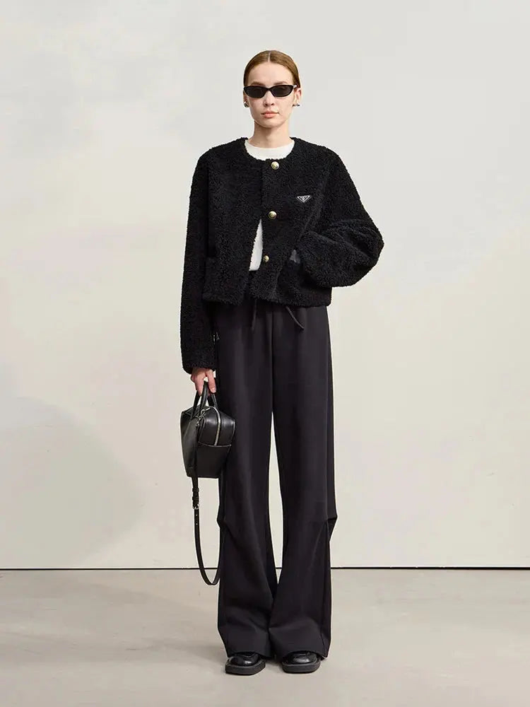 Elegant Wool Blend Short Winter Coat - Loran