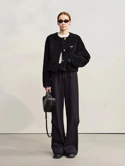 Elegant Wool Blend Short Winter Coat - Loran