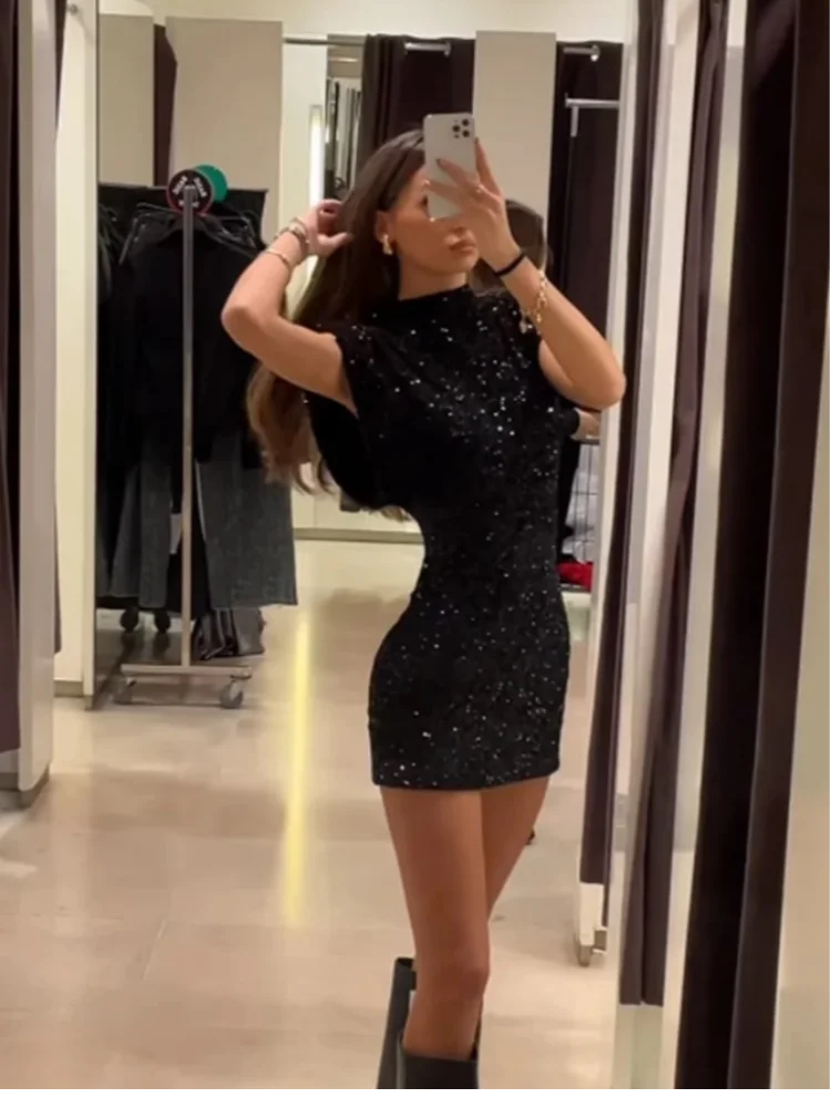 Women Sexy Black Sequins Dress Fashion Elegant - 3IN SMART Shop  #