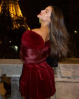 Valentine's Dress Elegant Faux Fur Red Strapless - 3IN SMART Shop  #
