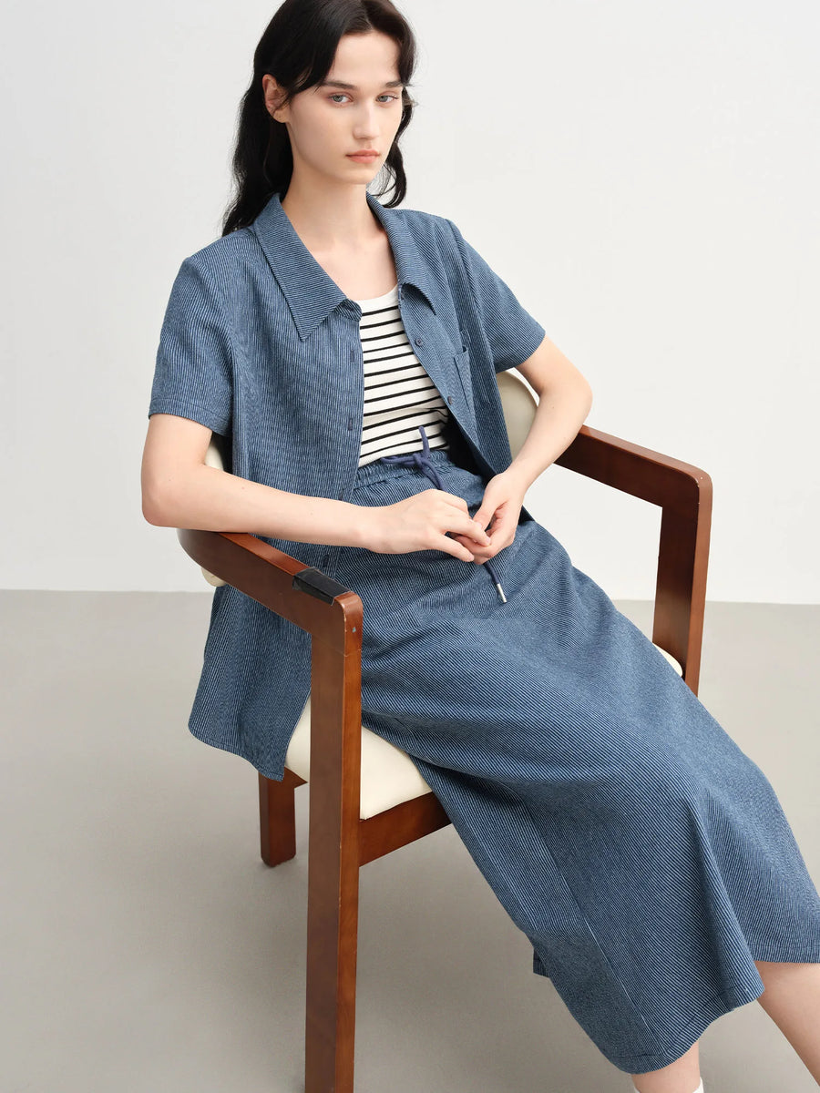 Women's Striped T-shirt and Skirt Set for Summer