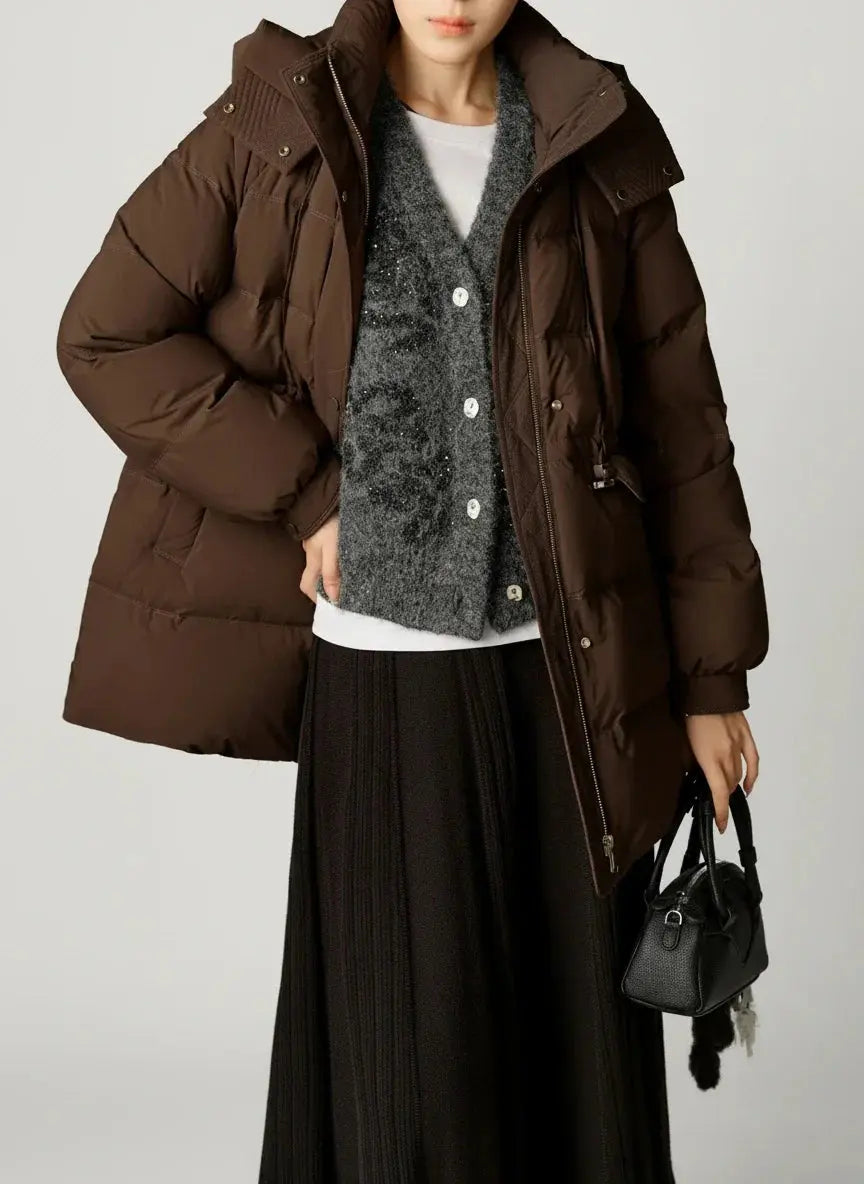 Women's Warm Brown Puffer Jacket - Loran