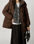 Women's Warm Brown Puffer Jacket